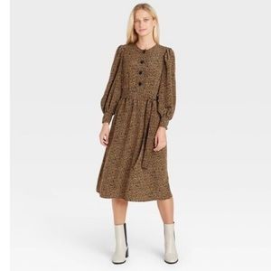 Who What Wear Leopard Belt Midi Dress